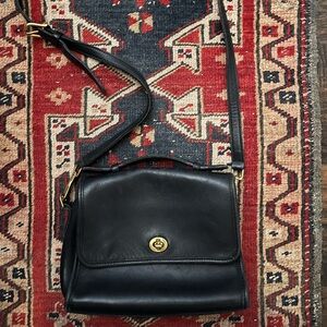 Coach Dark Navy  Leather Shoulder Bag